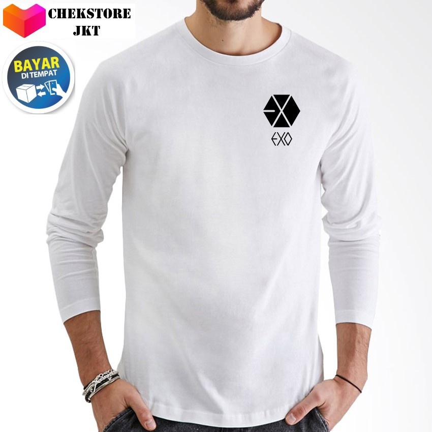 Áo Thun Tay Dài Màu Đen In Logo Nhóm Exo