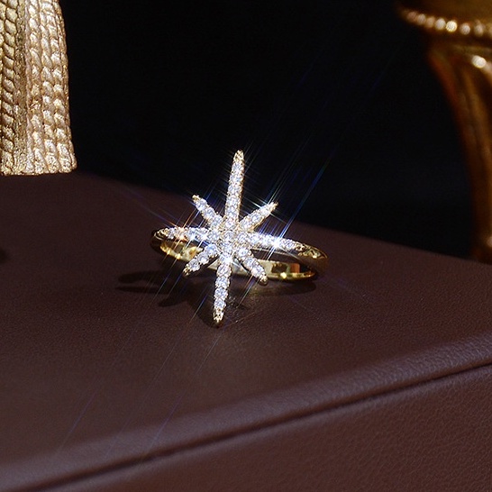 Nhẫn mạ vàng 18k đính đá zircon hình ngôi sao