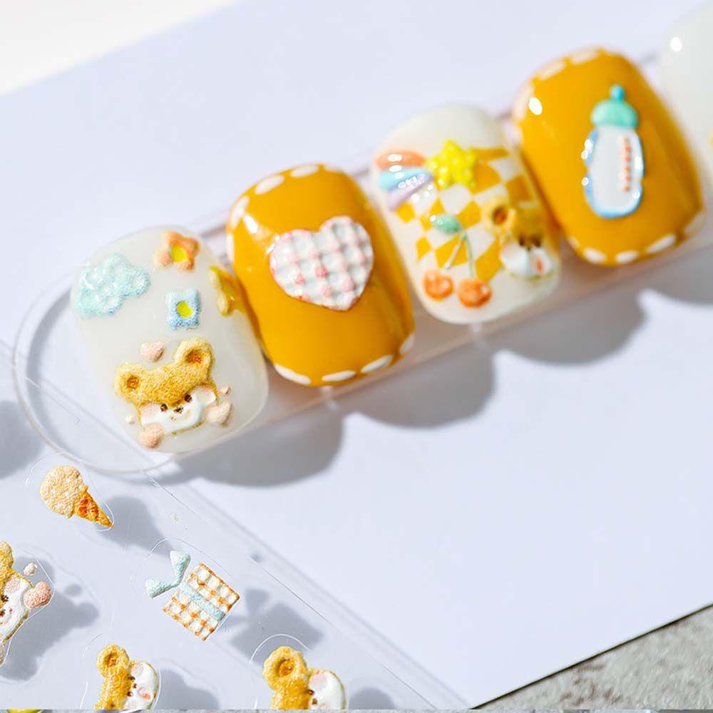 Miếng Dán Trang Trí Móng Tay Hình Gấu Pooh / Động Vật Hoạt Hình Phong Cách Nhật Bản