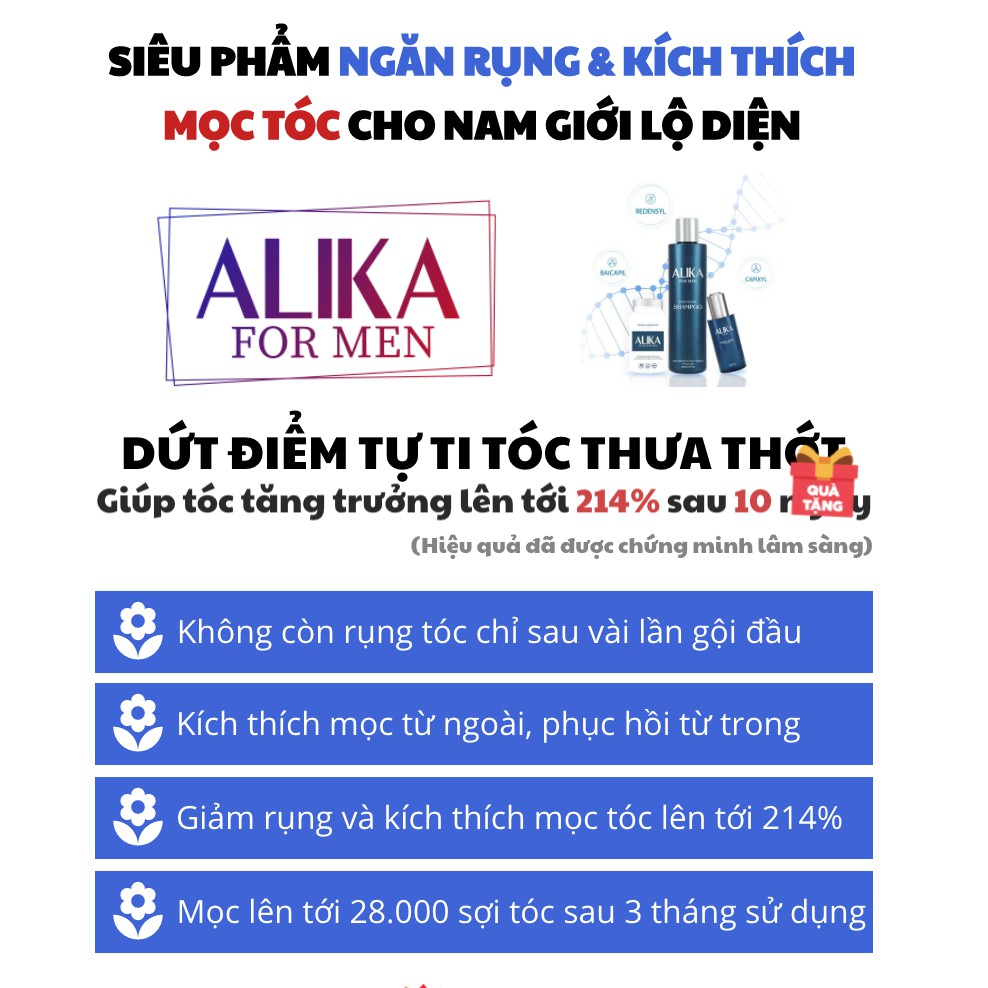 Viên uống Mọc Tóc Alika Ultra for men thành phần Biotin Giảm Rụng Tóc, Hỗ trợ Kích Thích Mọc Tóc lọ 60 viên