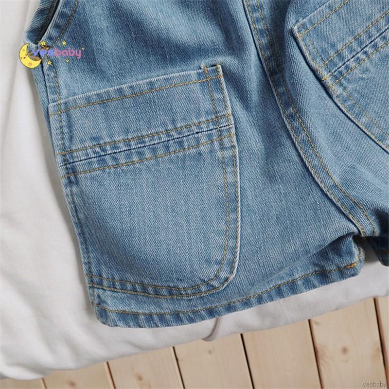 Quần Short Yếm Jeans Đáng Yêu Cho Bé Gái