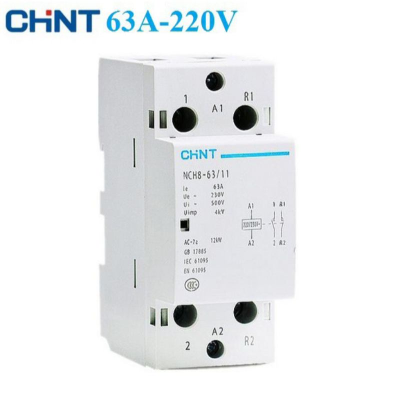 Khởi động từ, contacto NCH8 Chint chính hãng .1 pha 220v 25A 63A