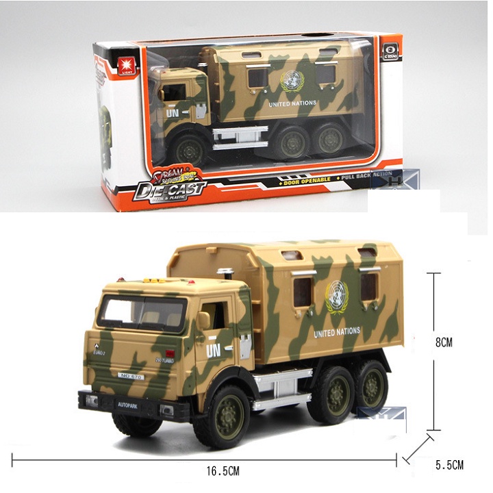 Mô hình xe tải quân đội tỉ lệ 1:32 - xe ô tô đồ chơi trẻ em bằng hợp kim nhựa có âm thanh và đèn