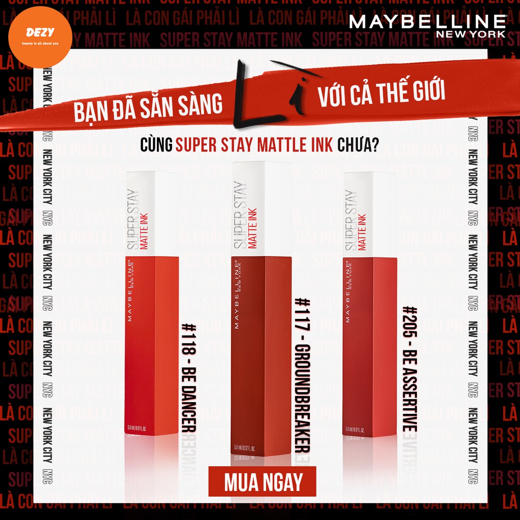 [TEM PHỤ] Son Lì Maybelline Super Stay Matte Ink Không Trôi CHÍNH HÃNG Son Môi Kem Lì Maybeline New York Dưỡng Môi Dezy