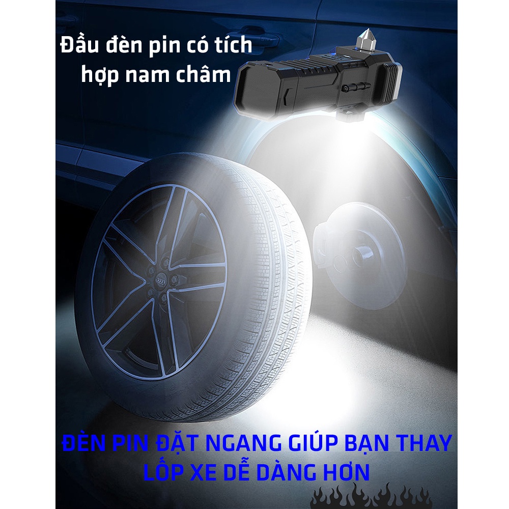 Búa Thoát Hiểm Đa Năng Tích Hợp Đèn Pin Sạc Dự Phòng Nam Châm Tiện Lợi