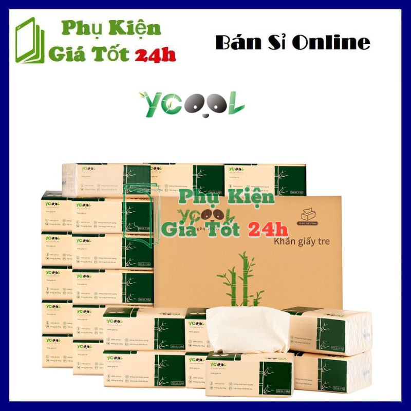 Thùng 30 gói /300 tờ/4 lớp Giấy ăn Gấu Trúc YCOOL siêu tiết kiệm, không chất tẩy trắng.