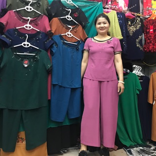 Bộ lụa đũi thêu hoa nổi cao cấp