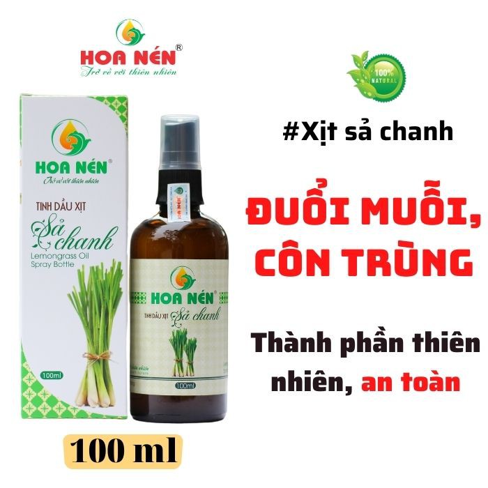 Tinh dầu xịt phòng sả chanh Hoa Nén - Khử mùi, đuổi muỗi, thơm phòng, an toàn cho sức khỏe 100ml