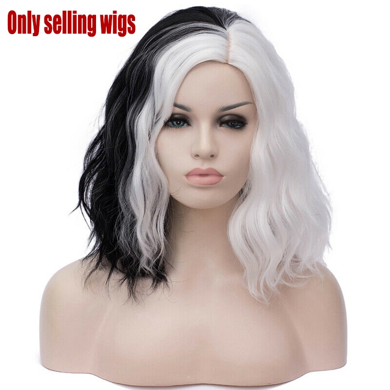 Bộ Tóc Giả Ngắn Xoăn Màu Trắng Đen Cho Nữ | BigBuy360 - bigbuy360.vn