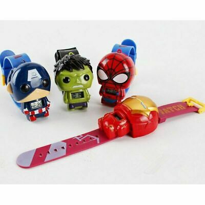 Đồng hồ điện tử cho bé hình nhân vật siêu anh hùng The Avengers Hulk Iron Man Spider Man America Captain 3D