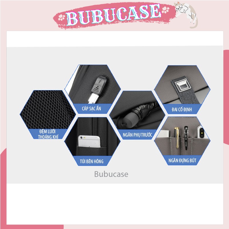 Balo công sở nam nữ đựng laptop lên đến 16 inch chống sốc, chống nước, có quay xách ngang + cổng sạc hàng cao cấp
