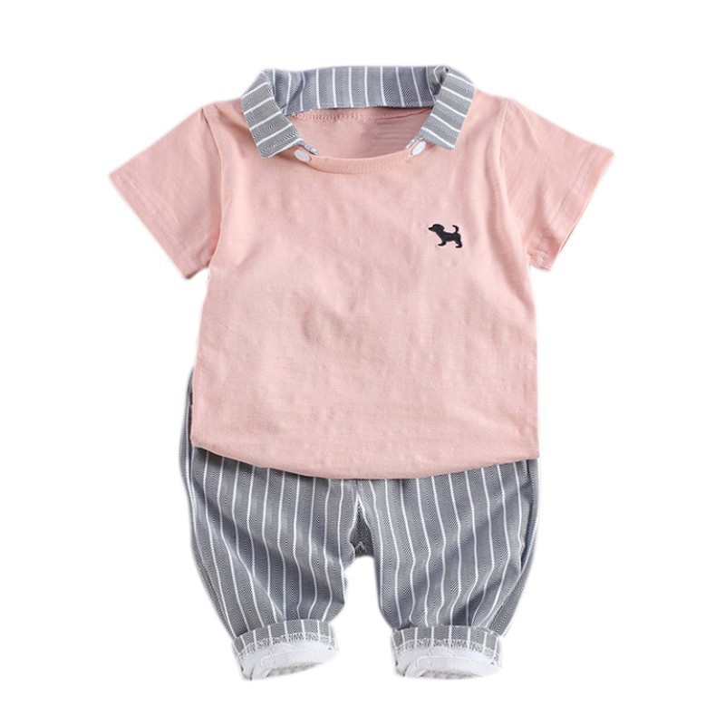 Set áo thun + quần short kẻ sọc cho bé trai