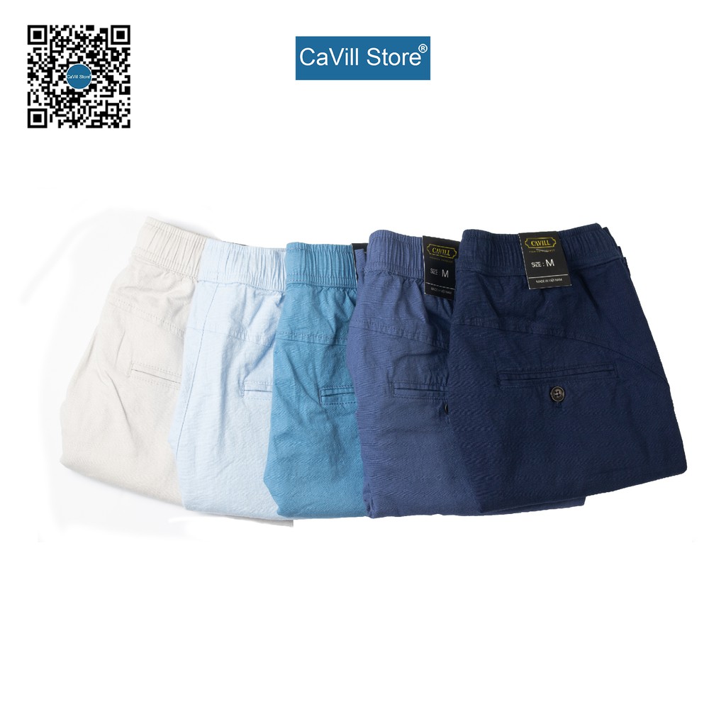 Quần Short Nam Cao Cấp CAVILL (5 màu) Lưng Chun, Dây rút, Chất Cotton Thoáng Mát - Quần Short vải đũi nam CAVILL QDCV08 | BigBuy360 - bigbuy360.vn