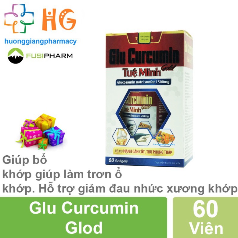Chính Hãng Glu Curcumin Gold Tuệ Minh - Bổ sung Glucosamin, Canxi, Vitamin D3. Hỗ trợ làm trơn ổ khớp, giúp khớp vận độn