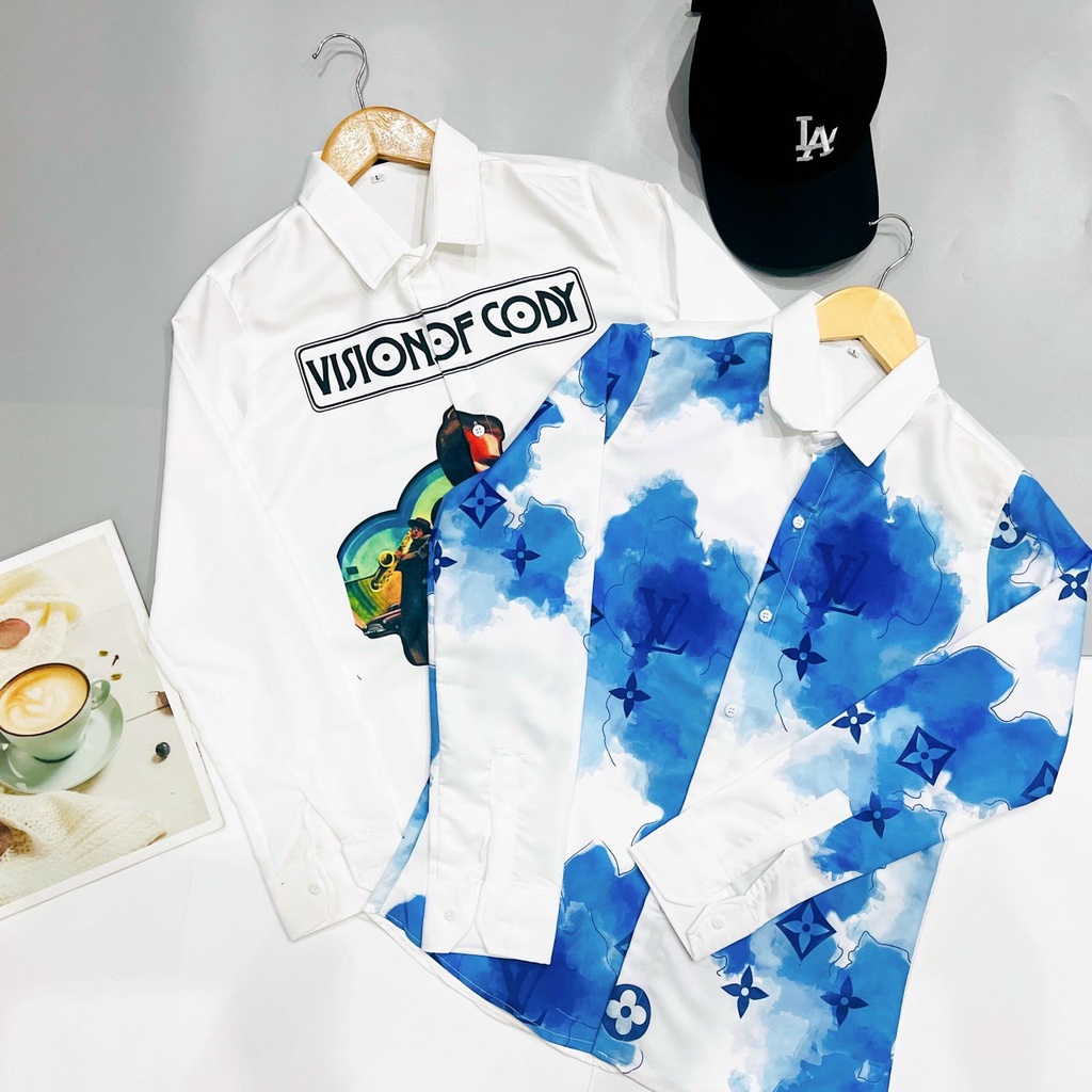 Áo sơ mi dài tay in 3D siêu hot nhiều kiểu thời trang hàn cao cấp