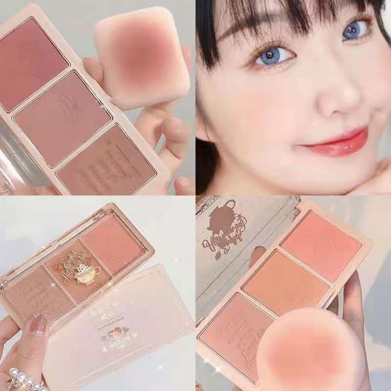 Hold live Phấn Má Hồng Ba Màu gradient Trang Điểm Cho Nữ
