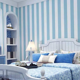 (tặng dụng cụ) 10m giấy dán tường sọc xanh