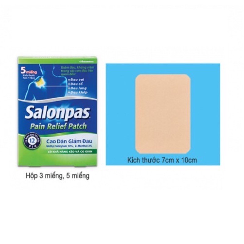 Cao dán Salonpas miếng lớn hộp 5 miếng màu da_Salonpas pain relief path