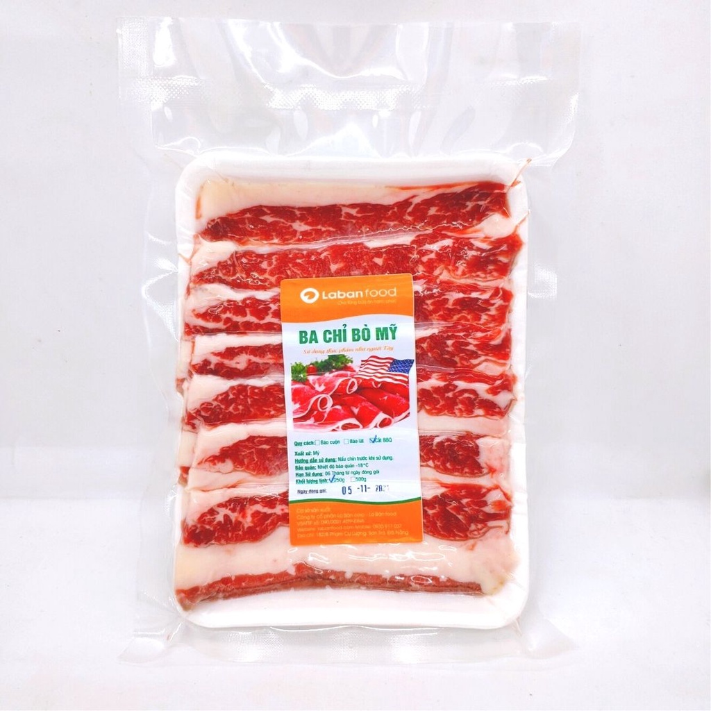 - Ba chỉ bò Mỹ Excel cắt lát nướng 250g