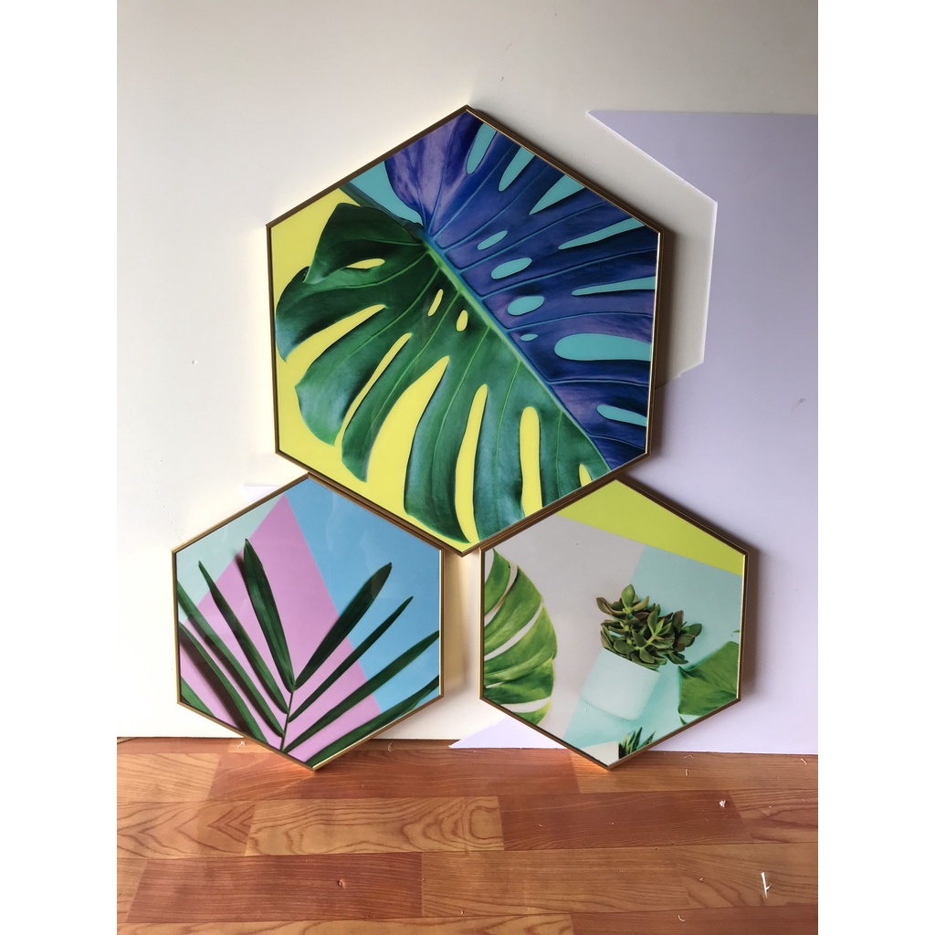 Tranh treo tường 3 bức khung gỗ phòng khách, phòng ngủ phòng bếp phong cách hiện đại GD58-GD61