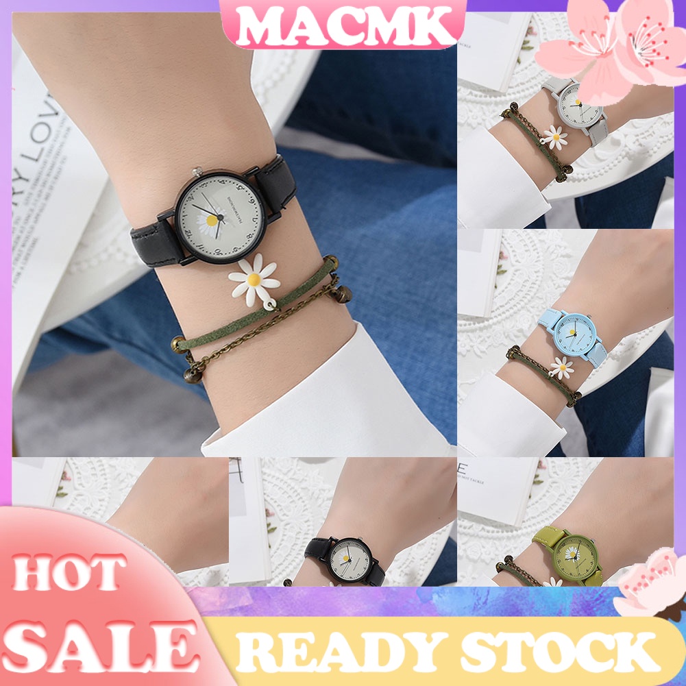 MACmk Ladies Women Marguerite Quartz Movement Analog Display Wristwatch with Bracelet