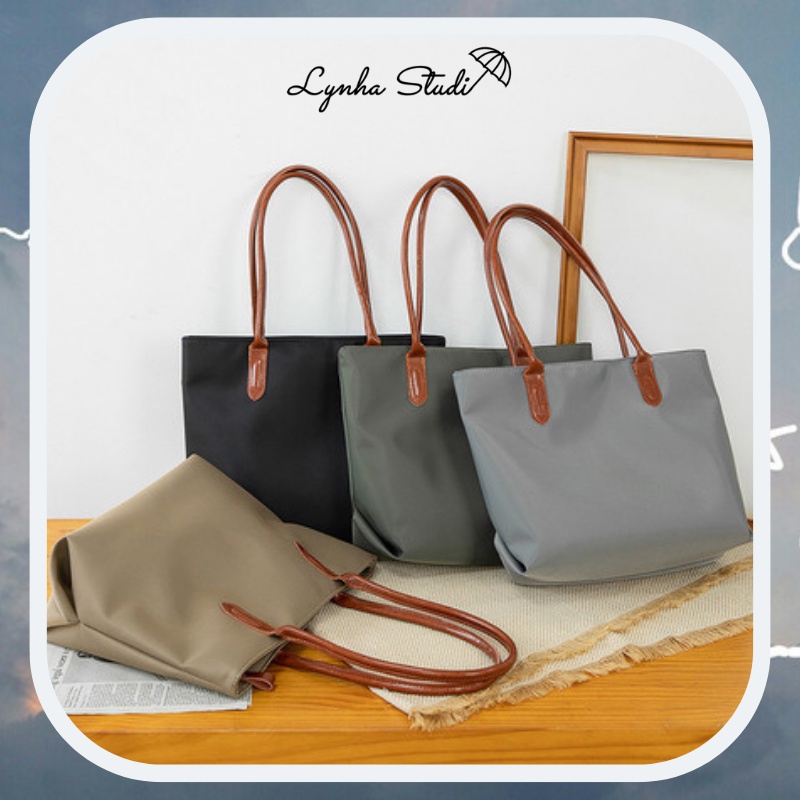Túi tote, túi xách công sở nữ đựng A4, vải Oxford chống nước, quai da bò, kèm túi nhỏ - Lynha Studio