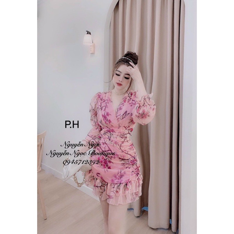 VÁY HOA ĐUÔI CÁ ÔM BODY