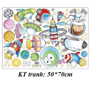 Tranh decal dán tường TÀU KHÔNG GIAN cho bé- Decal dán tường 87/