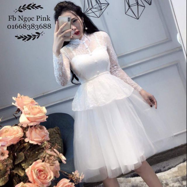 Đầm xòe ren phối lưới Chuẩn form ạ