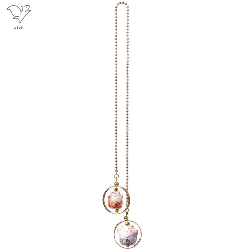 Phụ Kiện Treo Trang Trí Xe Hơi Hình Mèo May Mắn Bằng Sứ Dễ Thương