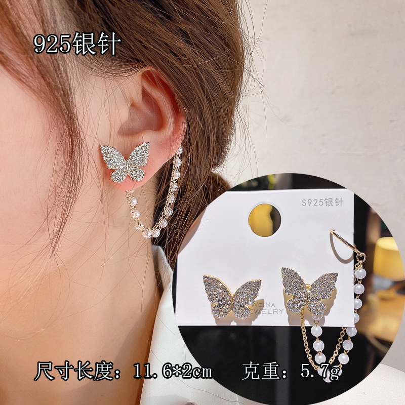 Bông Tai Dài Tua Rua Thời Trang Mới Không Cần Xỏ Lỗ Cho Nữ