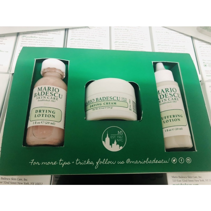 [Bill Auth] Set dưỡng da chấm mụn 3 món Mario Badescu Acne Repair Kit ( Drying lotion, Buffering Lotion, Drying Cream)