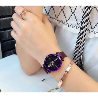 Đồng Hồ Nữ Dây Nam Châm Lụa Sang Nữ Tính - Tím