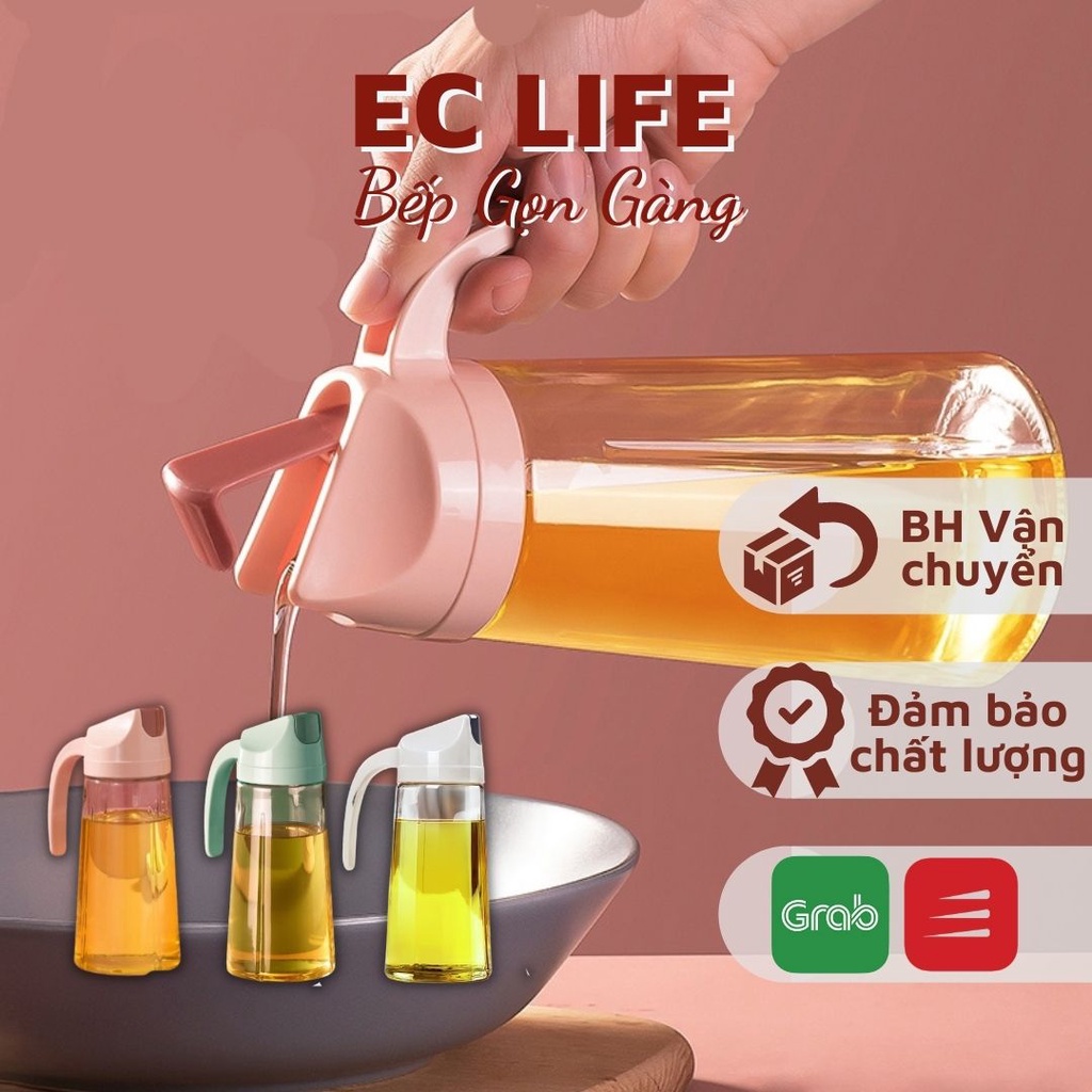 Chai Đựng Dầu Ăn Bình Đựng Dầu Ăn Thủy Tinh Thông Minh Tự Động Mở Nắp Dung Tích 630ml 0201