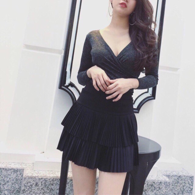Chân Váy Ngắn 2 Tầng Dập Ly Nhỏ Điệu Đà ( Ly Nhỏ)
