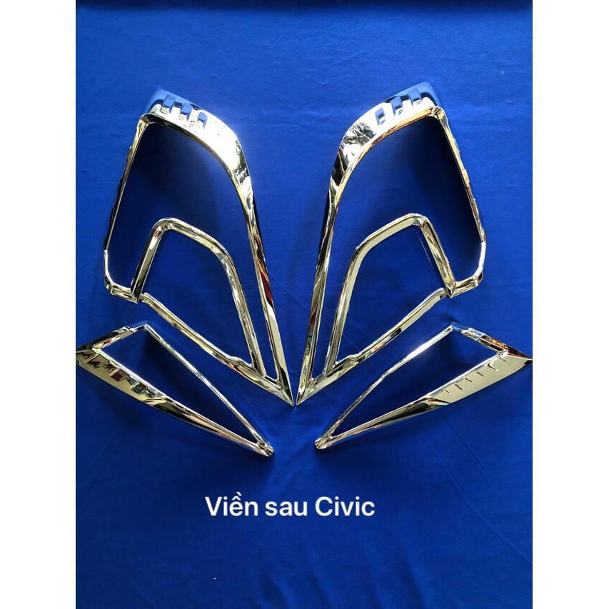 Bộ ốp viền đèn pha, hậu xe Honda Civic 2016-2020 mạ crom cao cấp