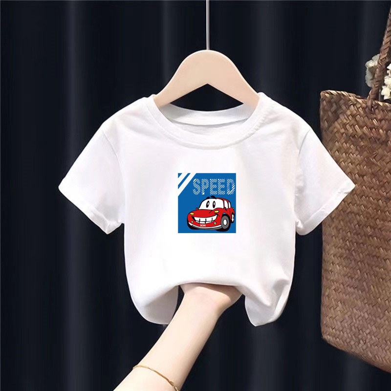 Áo Thun 100% Cotton Tay Ngắn Thoáng Khí In Họa Tiết Hoạt Hình Thời Trang Mùa Hè Cho Bé