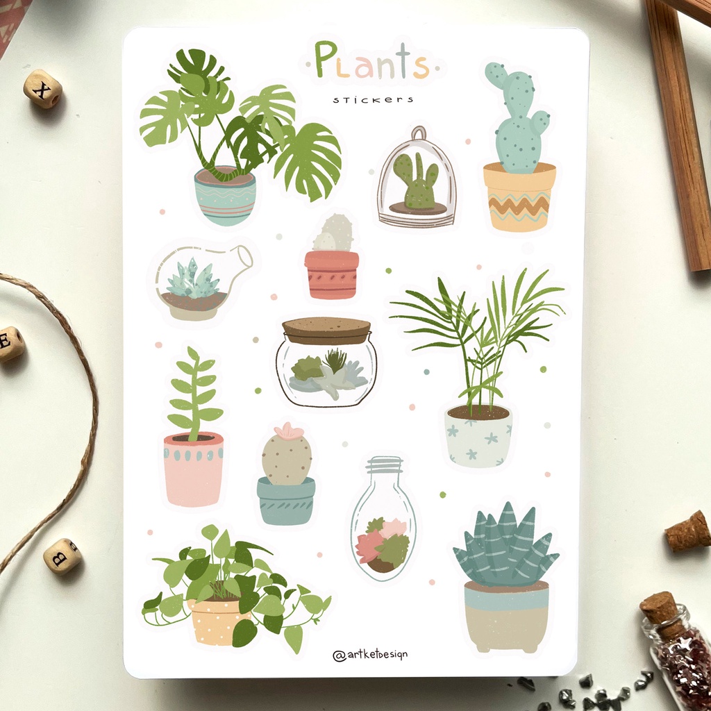 Painting Sticker - Plants Sticker Pack - Sticker dán sổ ⭐ Bullet Journal Stickers, Sticker Chủ Đề Cây Và Hoa