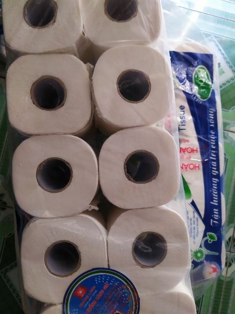 GIẤY VỆ SINH LỐC 10 CUỘN CÓ LÕI HOÀNG LONG 800gram