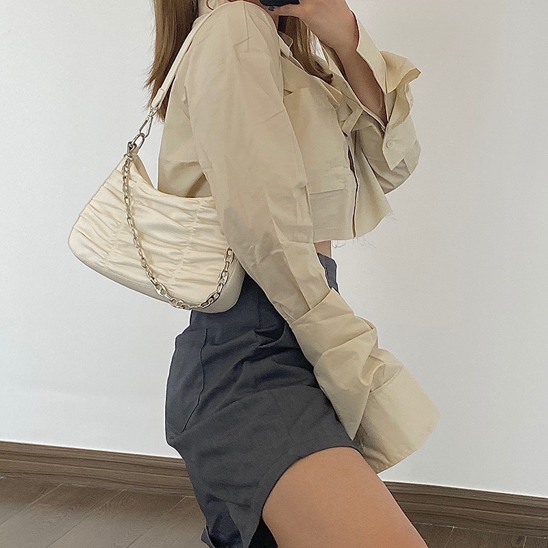 Túi Kẹp Nách Nữ Linh Store Túi Kẹp Nách Da Dây Xích Đeo Chéo Nhún Bèo Hàng Quảng Châu - LS31