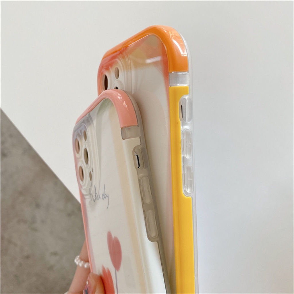 Ốp điện thoại silicon TPU mềm mã Cxh4 in họa tiết hoa hai màu thích hợp cho iPhone