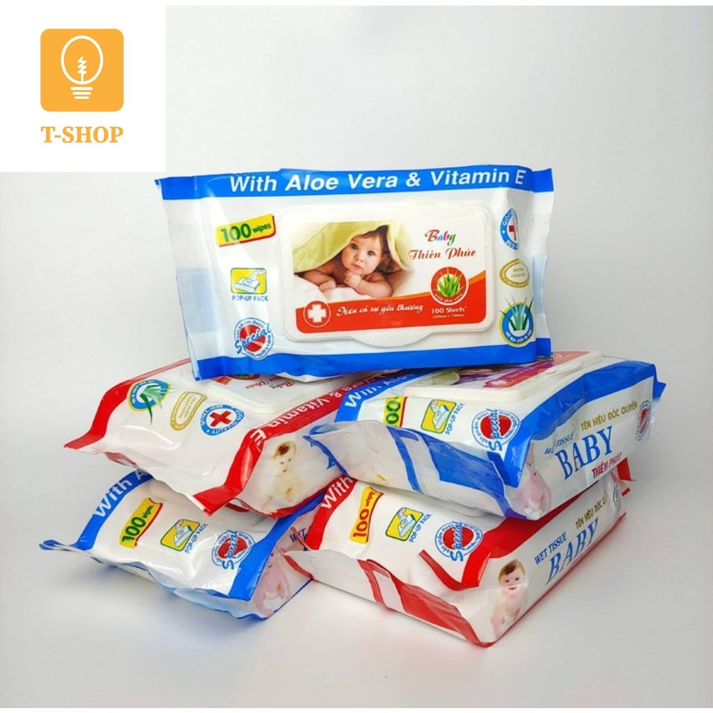 Khăn ướt baby thiên phúc, giấy ướt không mùi, không cồn, an toàn tuyệt đối