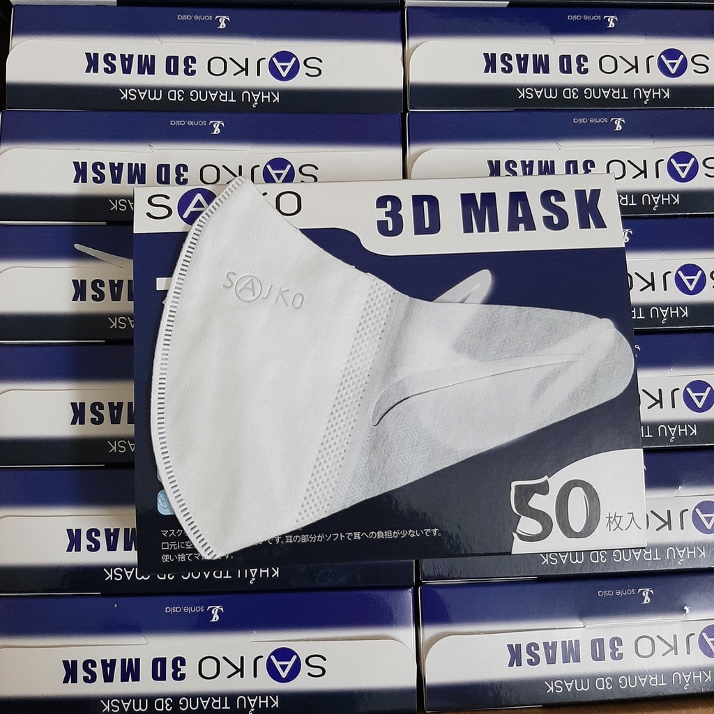 Khẩu Trang 3D Mask SAJKO Kháng Khuẩn 99% Chống Bụi Mịn Hộp 50 Chiếc