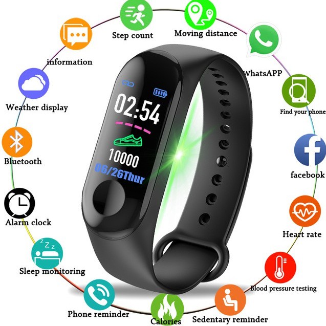 Bộ Đồng Hồ Thông Minh Bluetooth Mi Band 3 Giám Sát Nhịp Tim & Huyết Áp