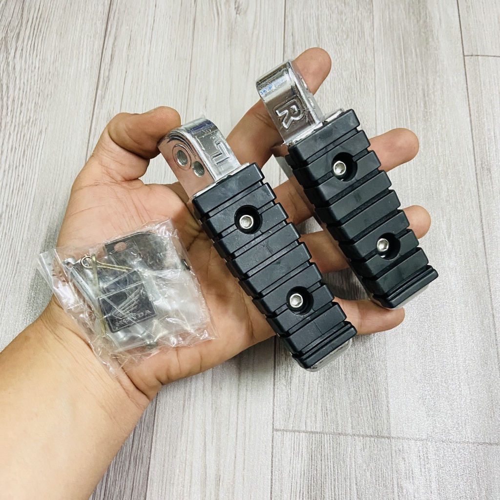 CẶP GÁC CHÂN SAU, CẶP GIÒ ĐẠP SAU XE MÁY KIỂU CUB KÈM CỐT GẮN, LÒ XO VÀ BI CỐT