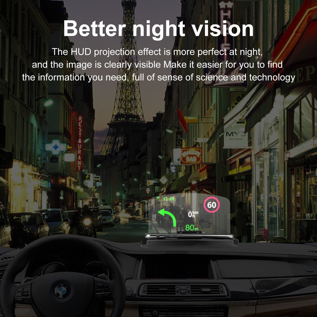 Máy Chiếu Định Vị GPS Kiêm Kính Chắn Gió Xe Hơi Thông Dụng Kèm Sạc Không Dây