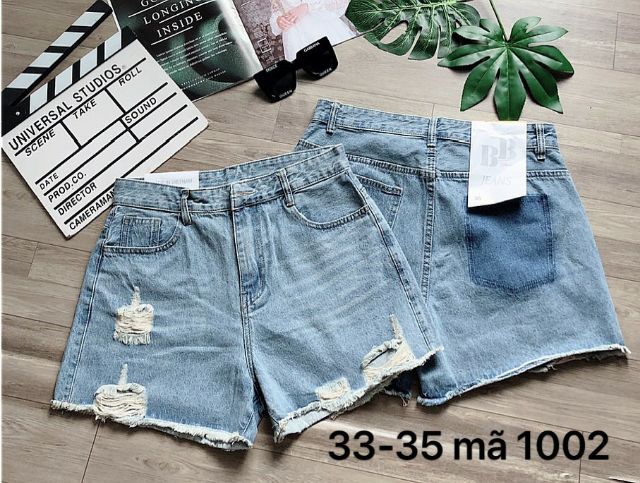Quần Short Jeans Nữ Size Lớn 30 đến 35 Rách in Túi Sau MS 1002