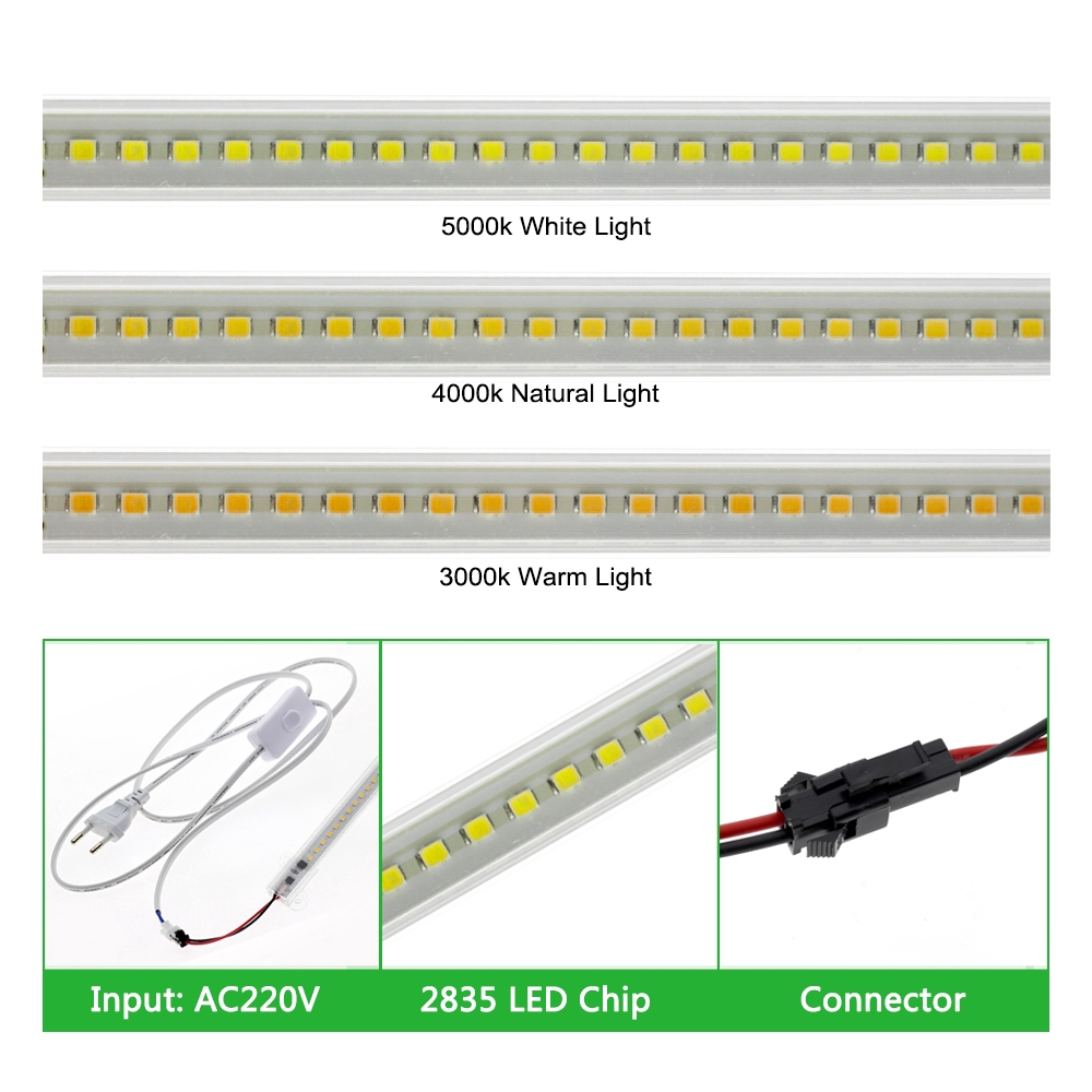Đèn Led Ống AC220V 50cm 72 Bóng 2835 Tiết Kiệm Năng Lượng Trang Trí Tủ Bếp