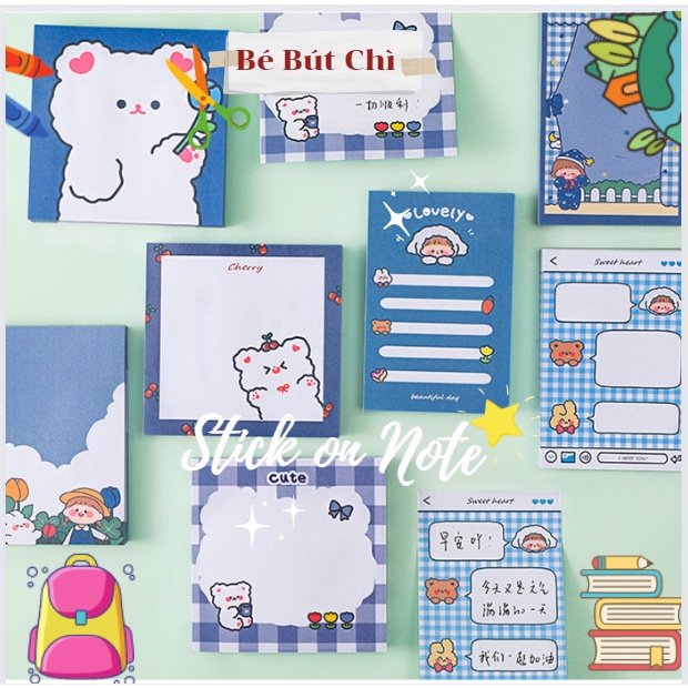 Giấy Note Ghi Chú Học Tập 50 tờ mẫu cute dễ thương