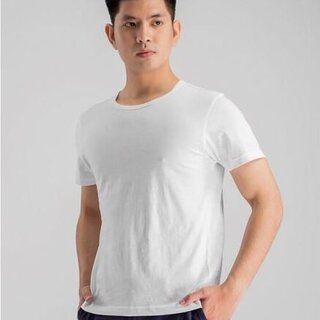 Áo Thun Nam Có tay ARISTINO AC22 áo lót basic màu trắng cổ tròn cotton cao cấp mềm mát thấm hút mồ hôi